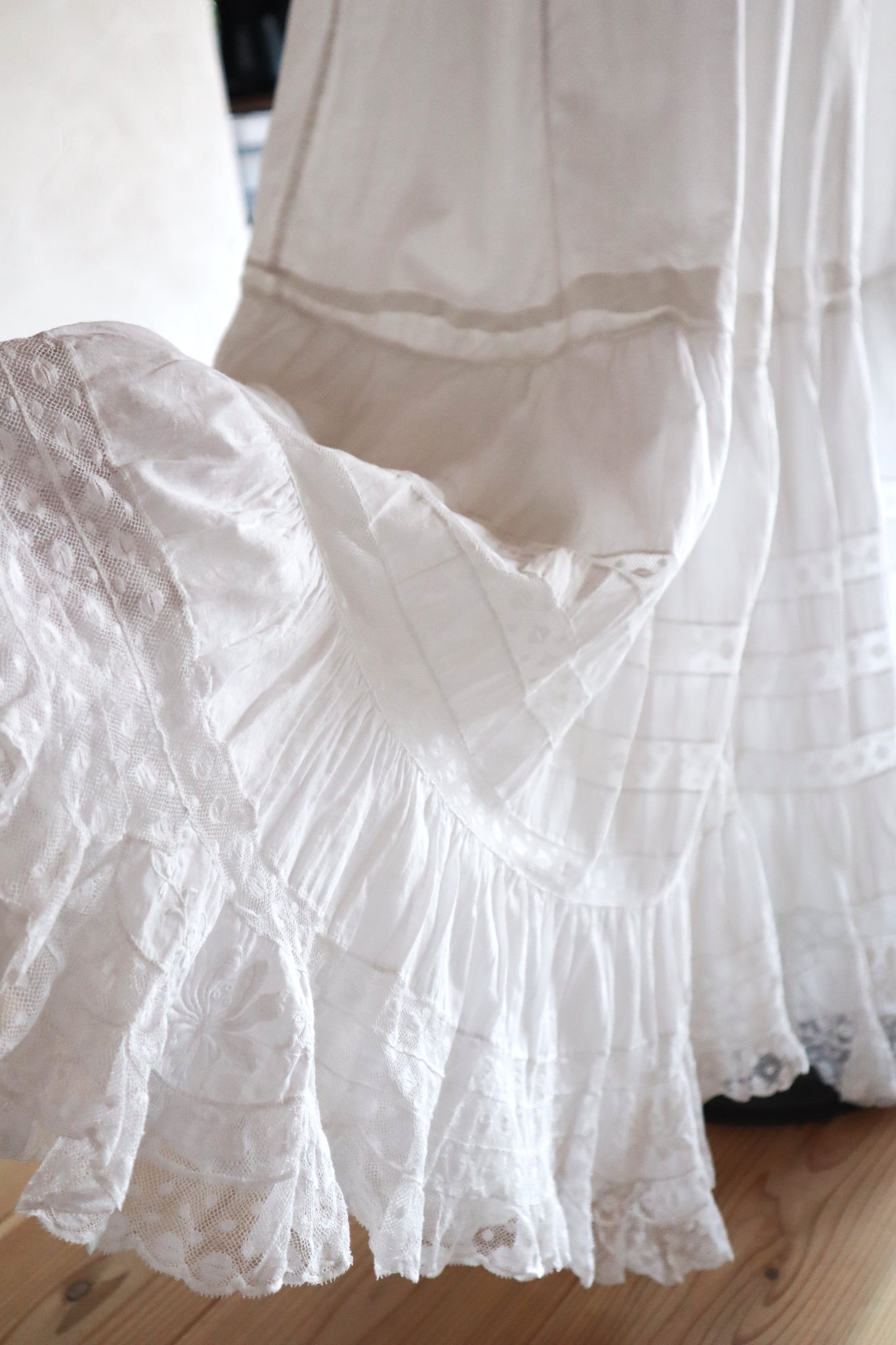 1910s French Valenciennes Lace Cotton Dress