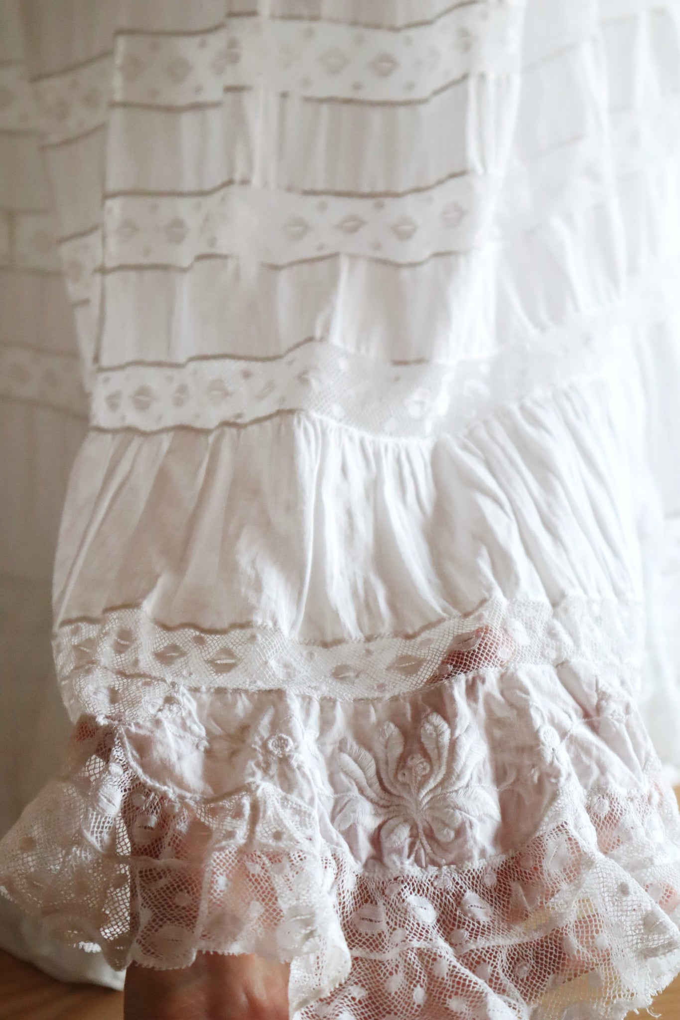1910s French Valenciennes Lace Cotton Dress