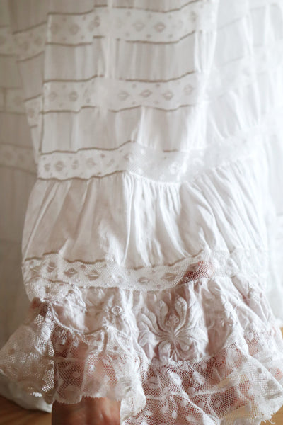 1910s French Valenciennes Lace Cotton Dress