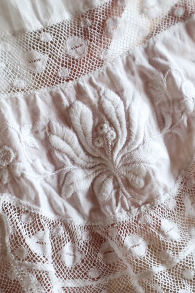 1910s French Valenciennes Lace Cotton Dress