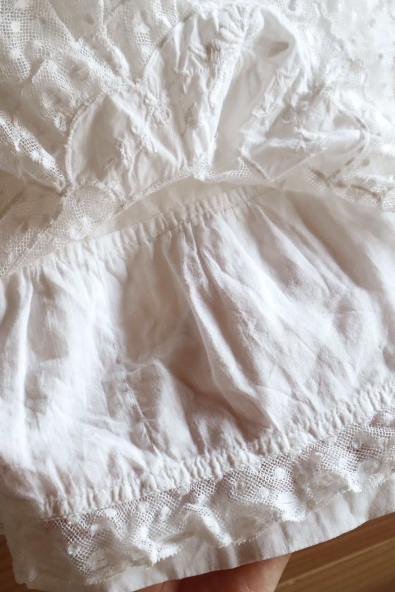 1910s French Valenciennes Lace Cotton Dress