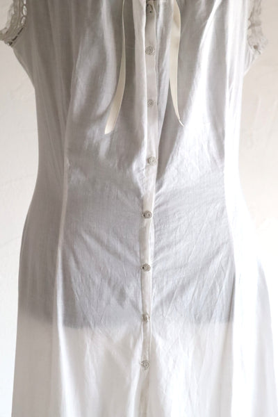 1910s French Valenciennes Lace Cotton Dress