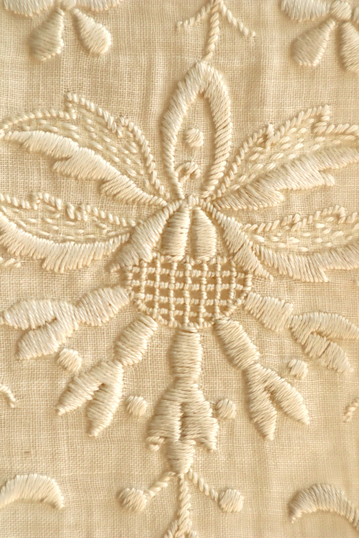 1910s–1920s Normandy Lace Appliqué Shawl with Hand Embroidery