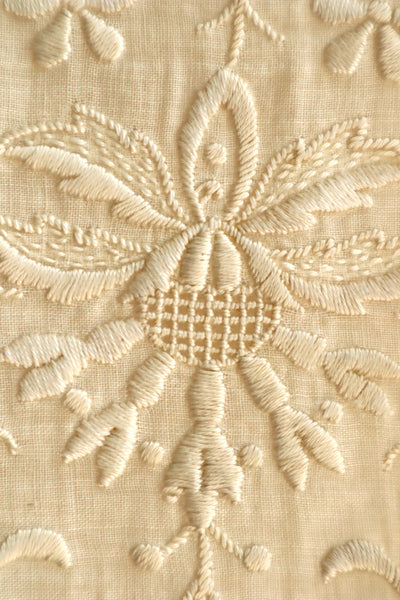 1910s–1920s Normandy Lace Appliqué Shawl with Hand Embroidery