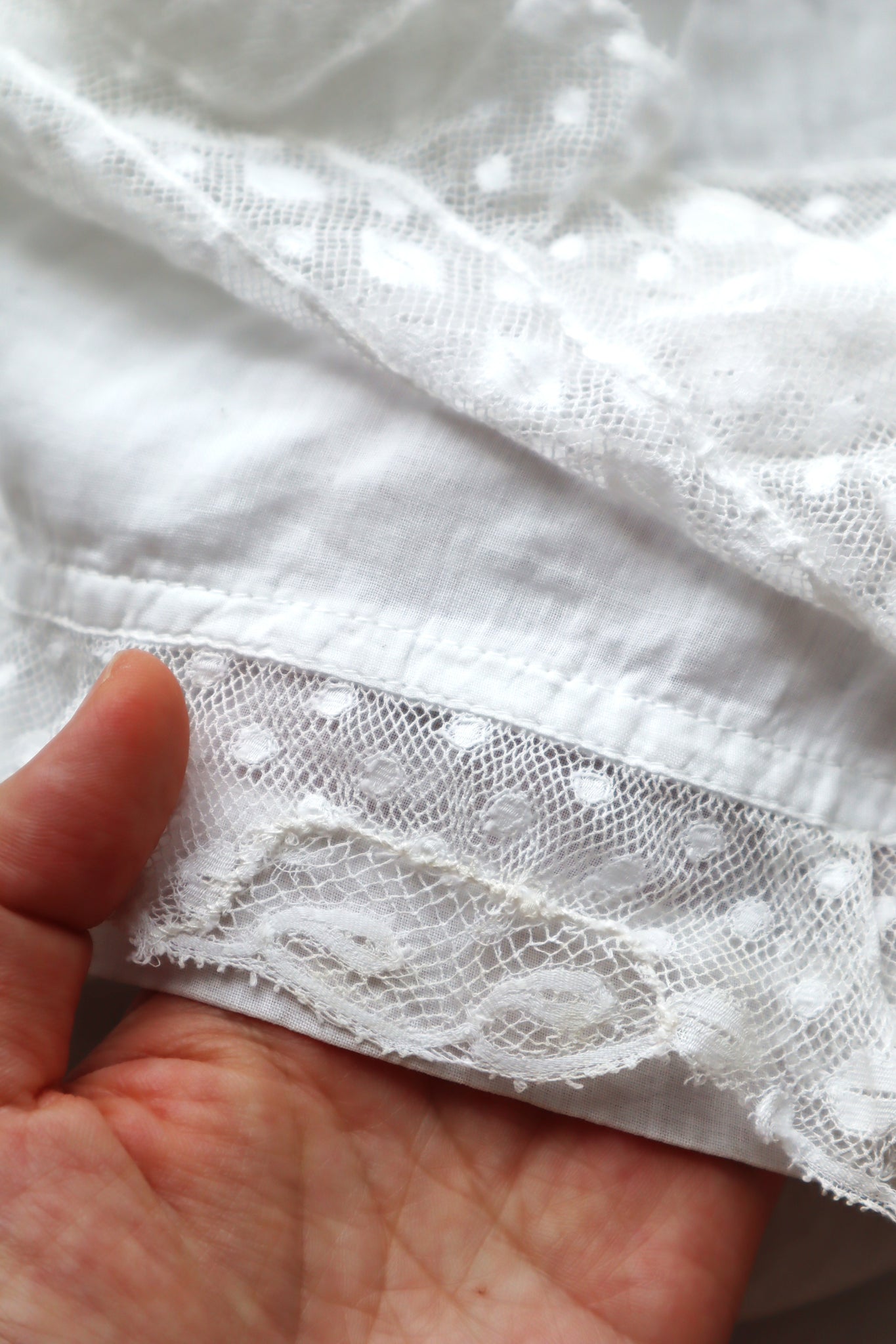 1910s French Valenciennes Lace Cotton Dress