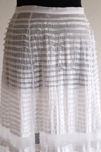 1910s English Sheer Cotton & Swiss Dot Tulle Train Skirt