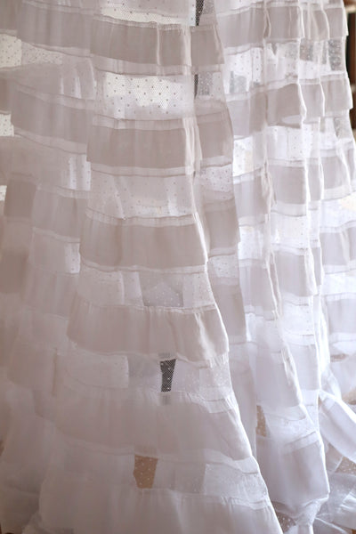 1910s English Sheer Cotton & Swiss Dot Tulle Train Skirt