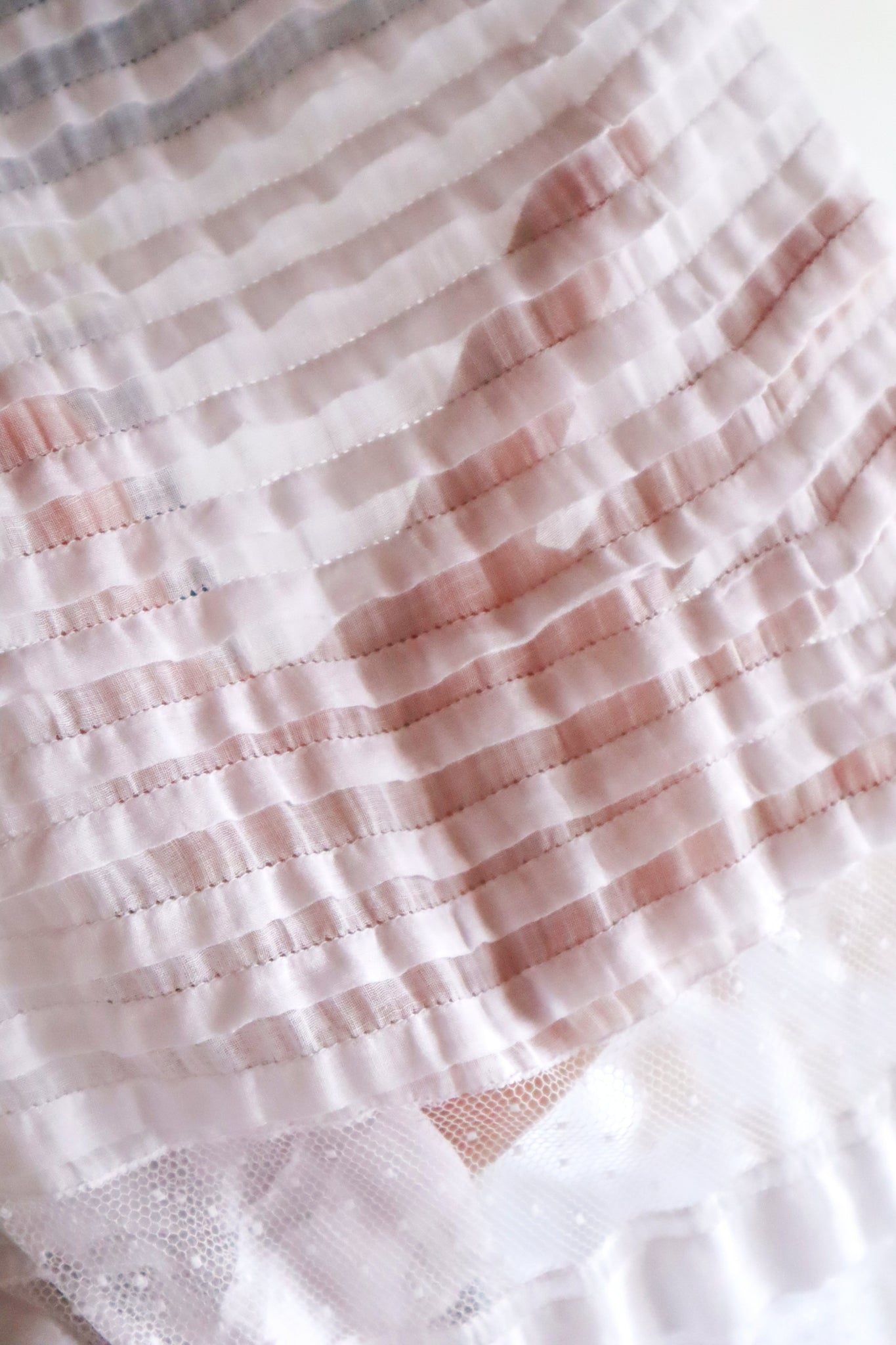 1910s English Sheer Cotton & Swiss Dot Tulle Train Skirt