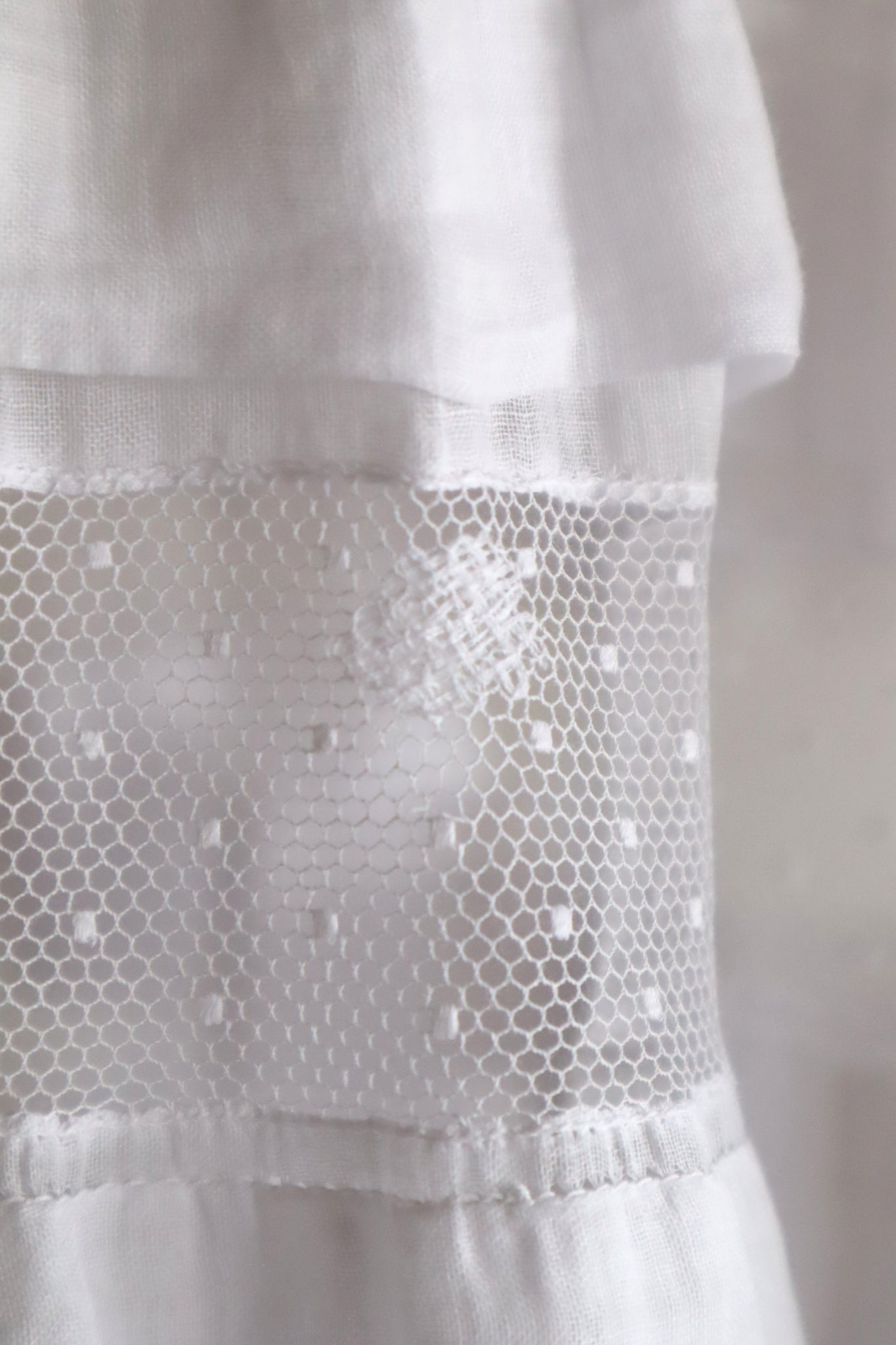 1910s English Sheer Cotton & Swiss Dot Tulle Train Skirt