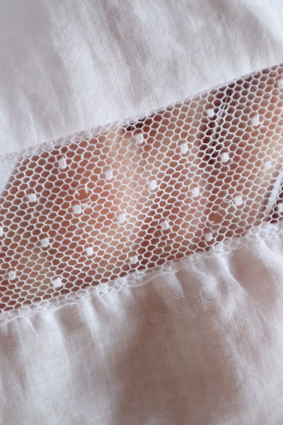 1910s English Sheer Cotton & Swiss Dot Tulle Train Skirt