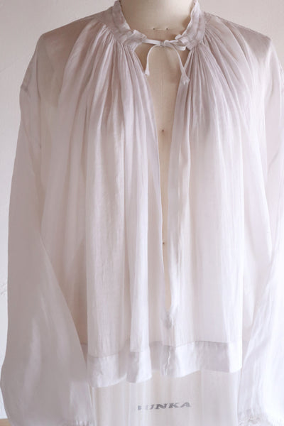 1900s French Linen Church Smock with Carrickmacross Style Lace