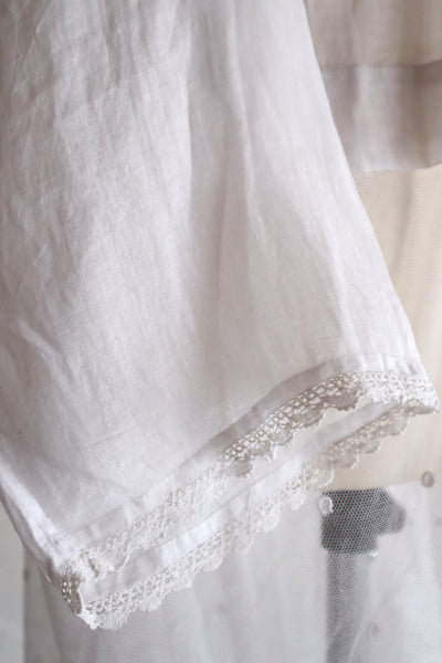 1900s French Linen Church Smock with Carrickmacross Style Lace