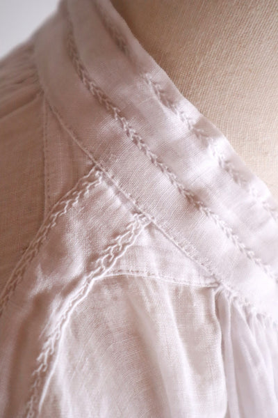 1900s French Linen Church Smock with Carrickmacross Style Lace