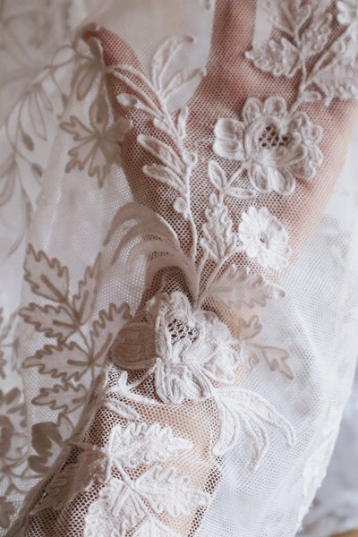 1900s French Linen Church Smock with Carrickmacross Style Lace