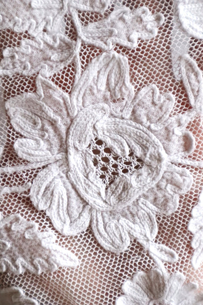 1900s French Linen Church Smock with Carrickmacross Style Lace
