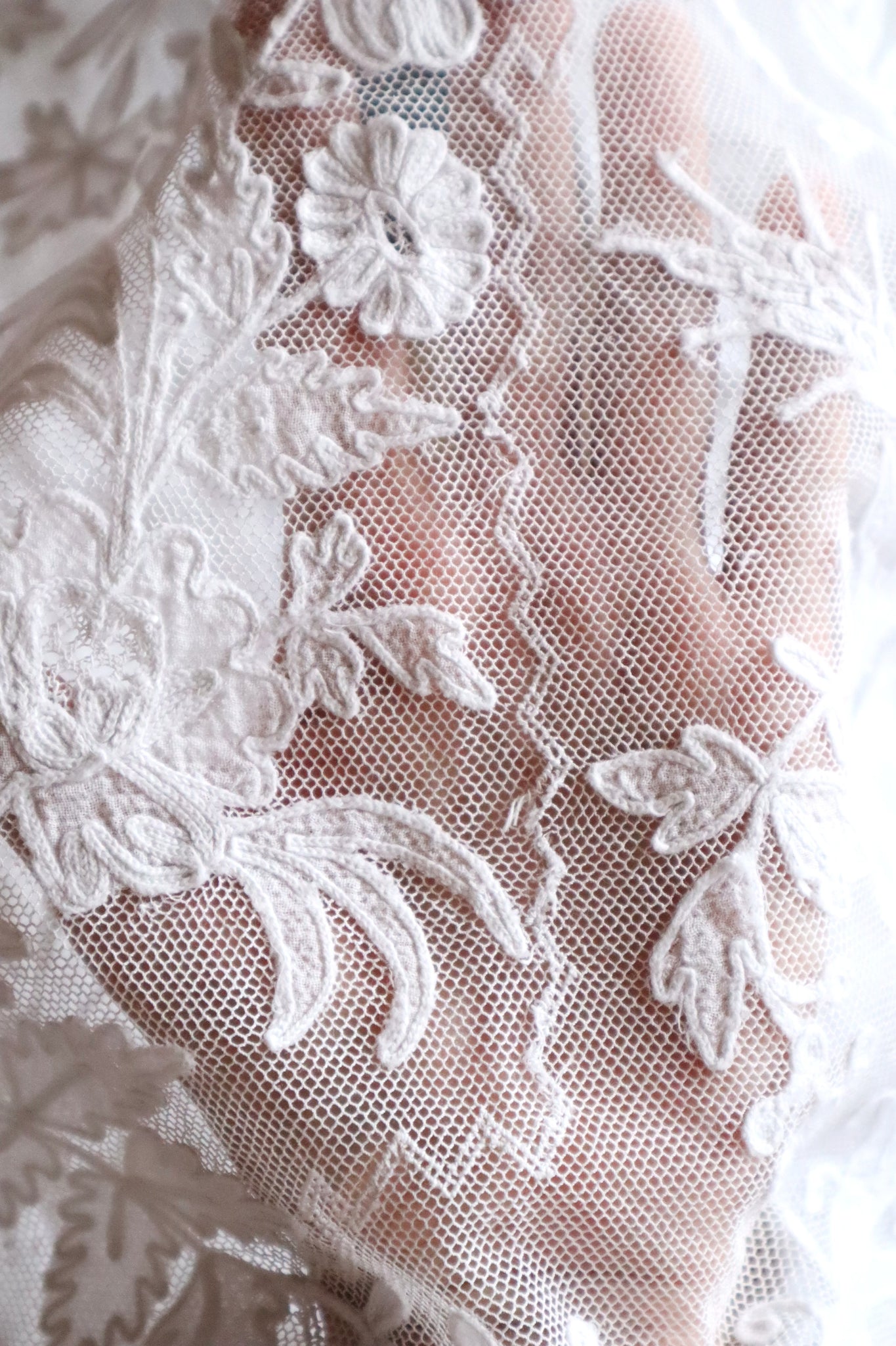1900s French Linen Church Smock with Carrickmacross Style Lace