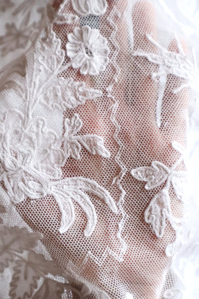 1900s French Linen Church Smock with Carrickmacross Style Lace