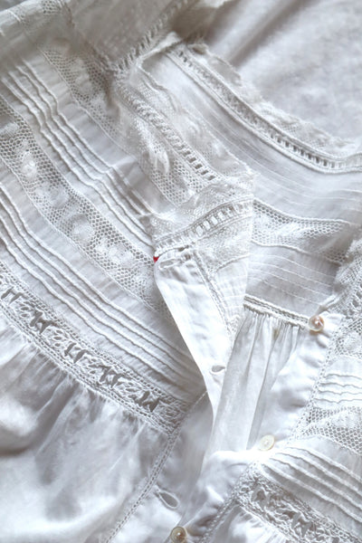 1900s French Hand-Sewn Cotton Lawn Dress