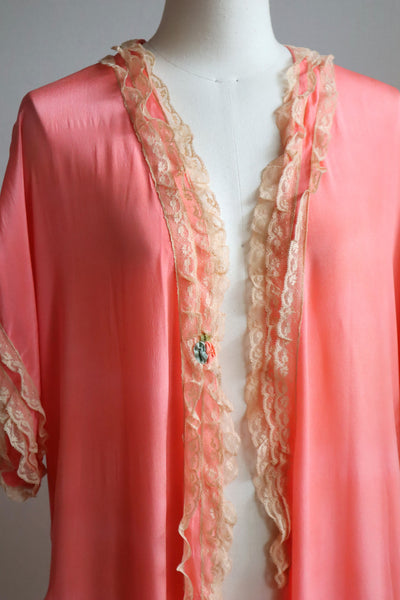 1920s Pink Silk Robe