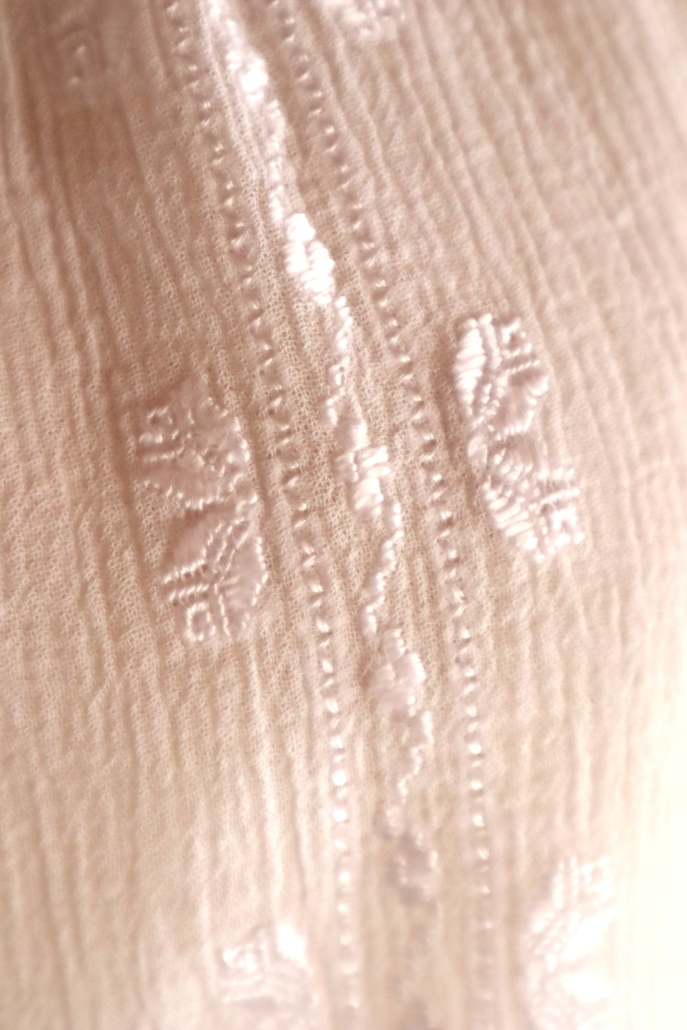 70s Embroidery Romanian Blouse White