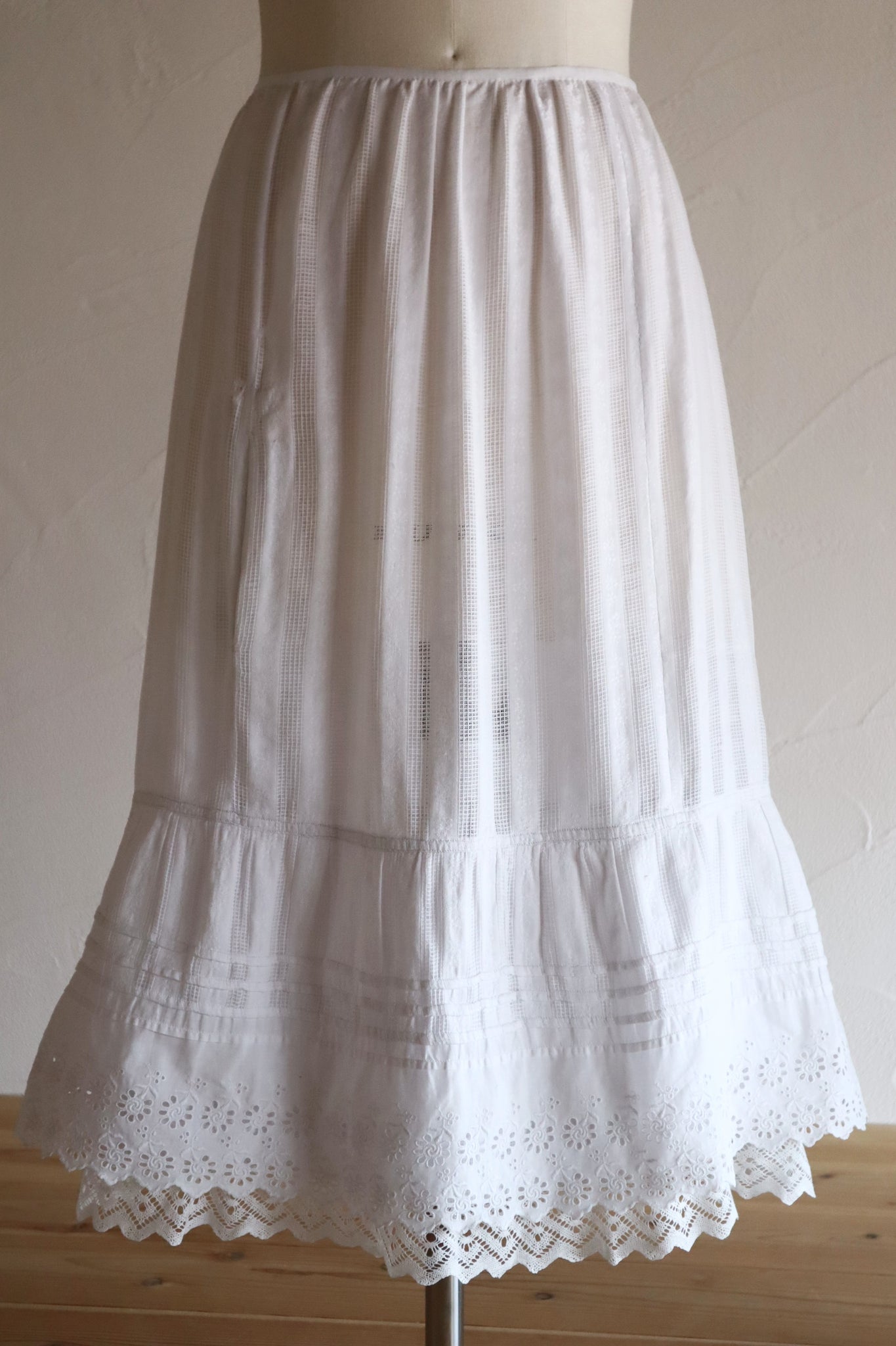 Late 1910s  French Jacquard Cotton Petticoat Skirt