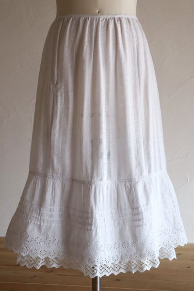 Late 1910s  French Jacquard Cotton Petticoat Skirt