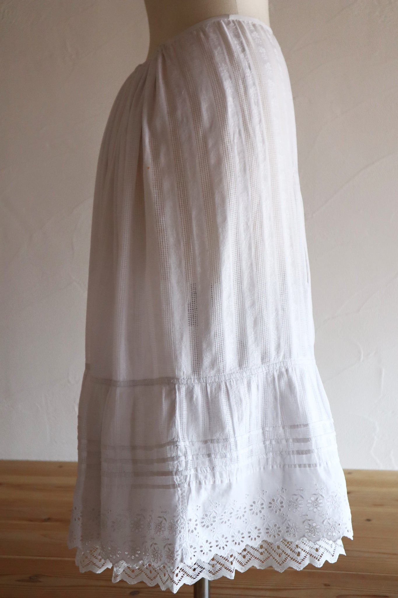 Late 1910s  French Jacquard Cotton Petticoat Skirt