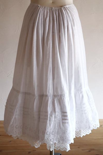 Late 1910s  French Jacquard Cotton Petticoat Skirt