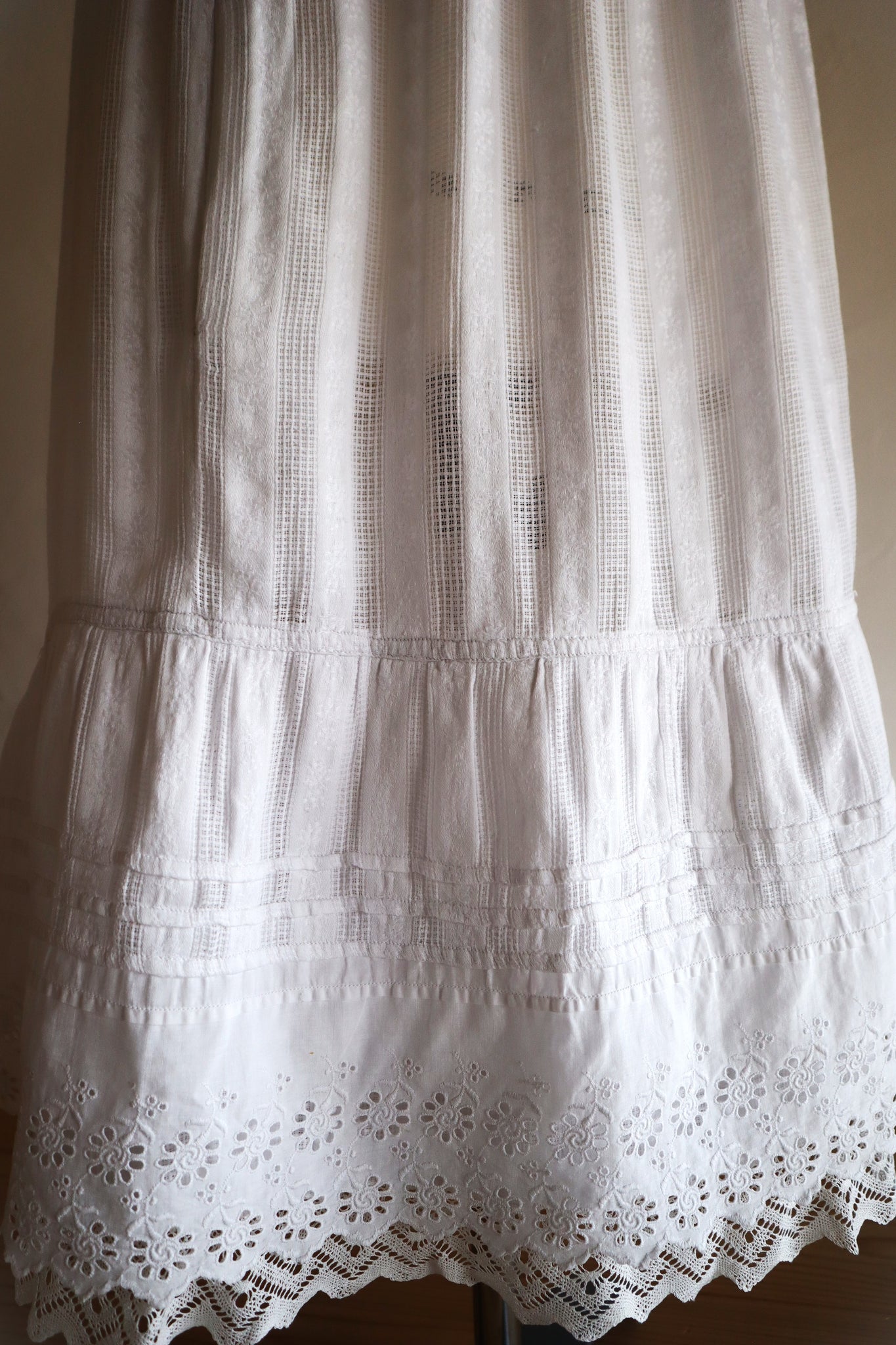 Late 1910s  French Jacquard Cotton Petticoat Skirt
