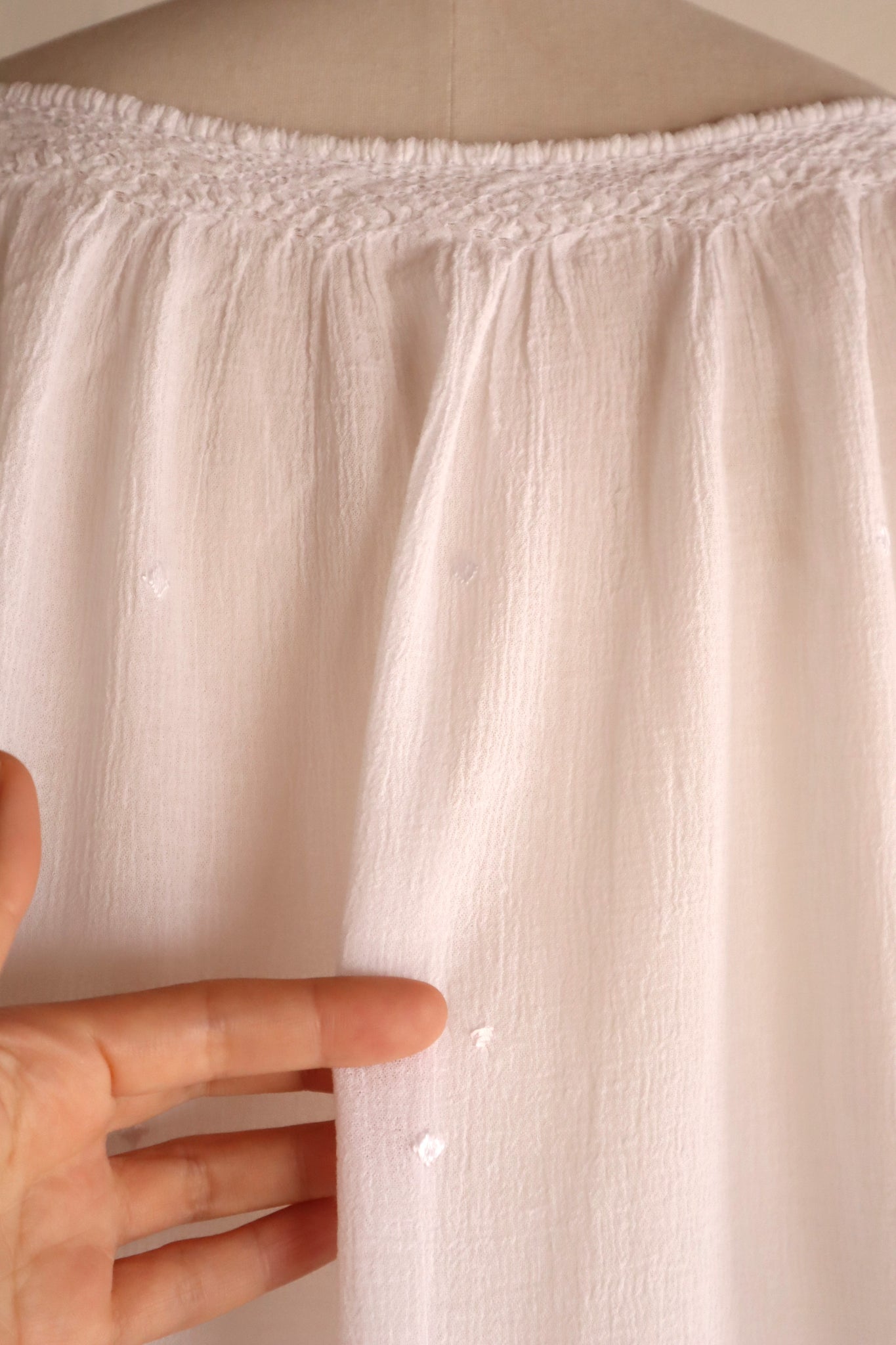 70s Embroidery Romanian Blouse White