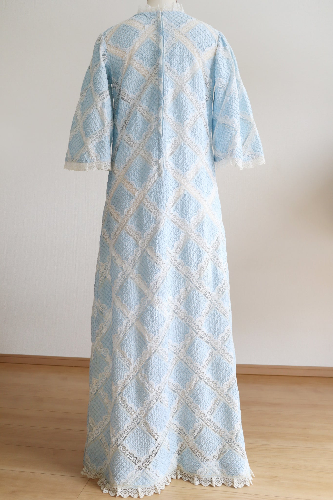 70s Pale Blue Mexican Dress