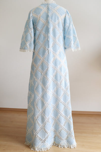70s Pale Blue Mexican Dress