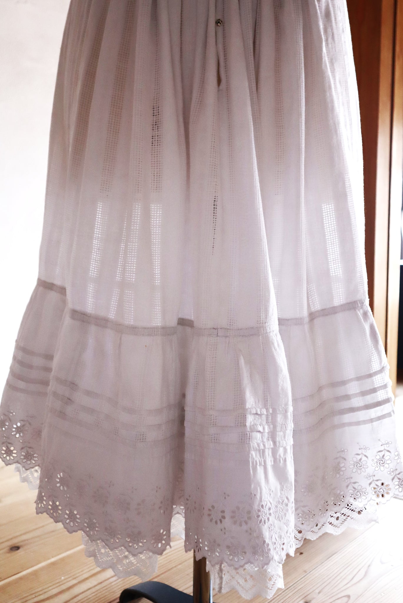 Late 1910s  French Jacquard Cotton Petticoat Skirt