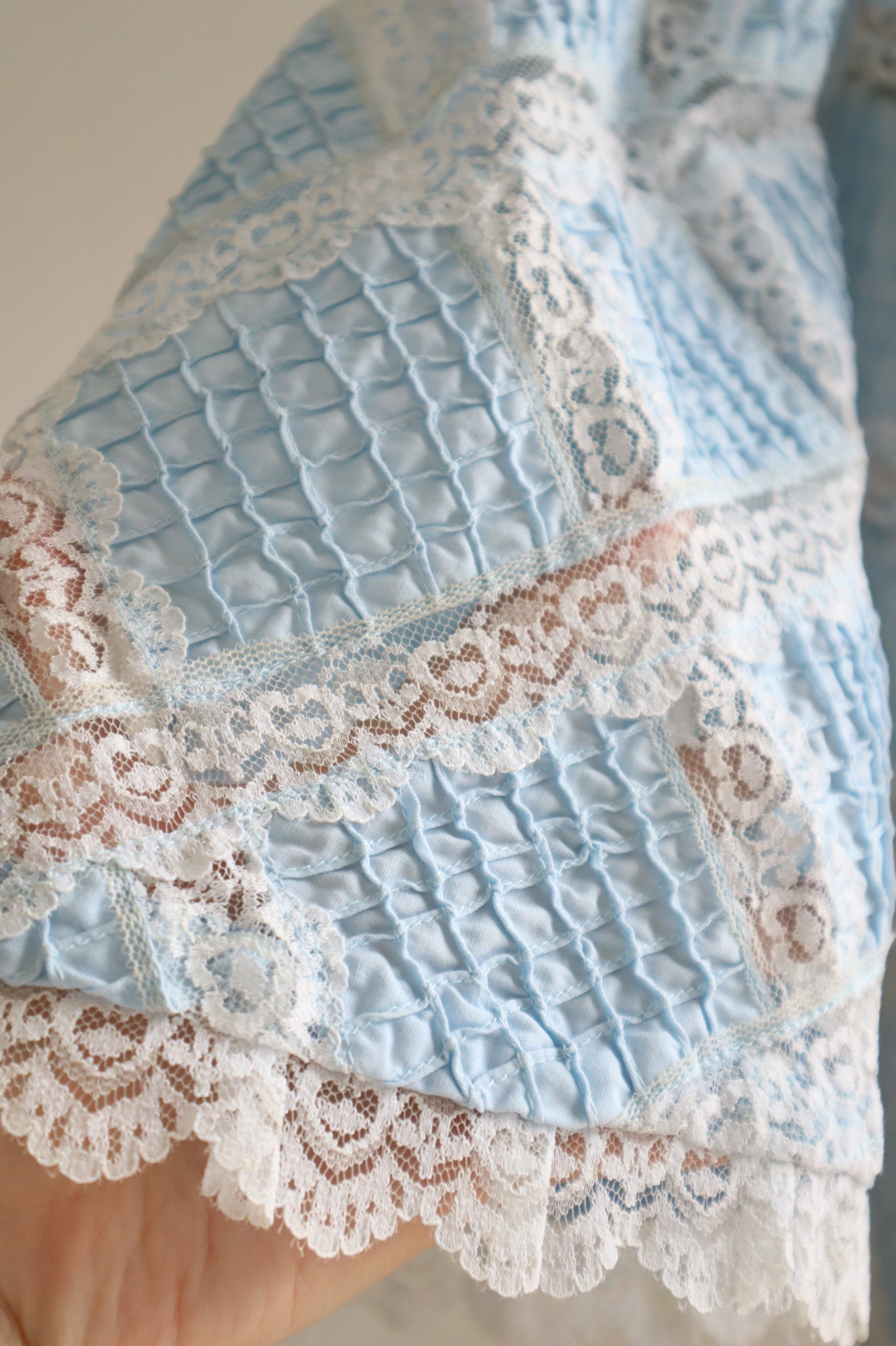 70s Pale Blue Mexican Dress
