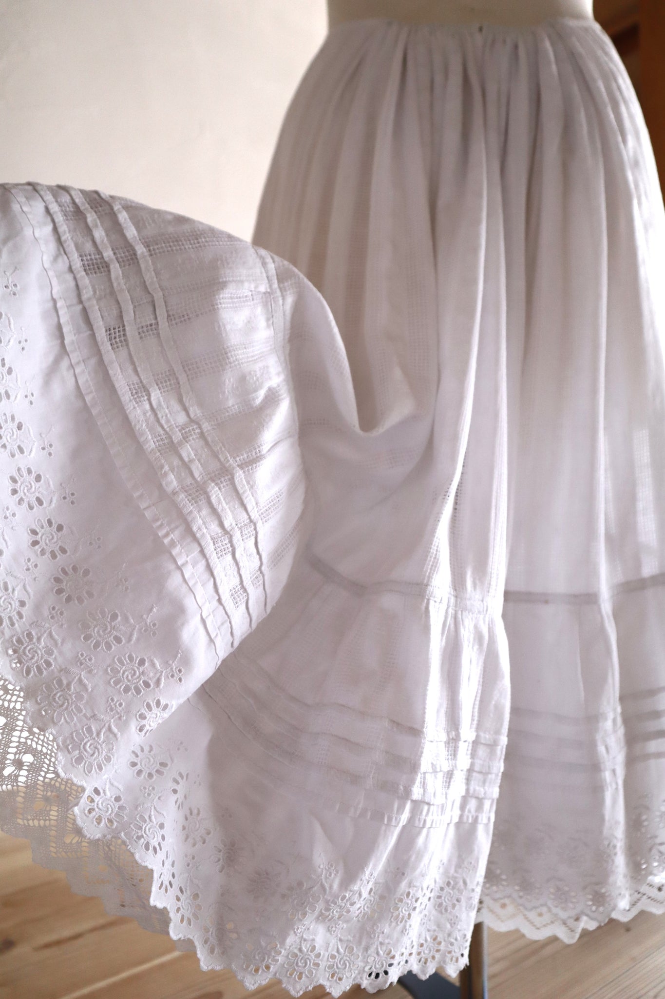 Late 1910s  French Jacquard Cotton Petticoat Skirt