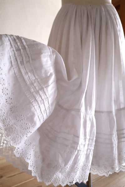 Late 1910s  French Jacquard Cotton Petticoat Skirt