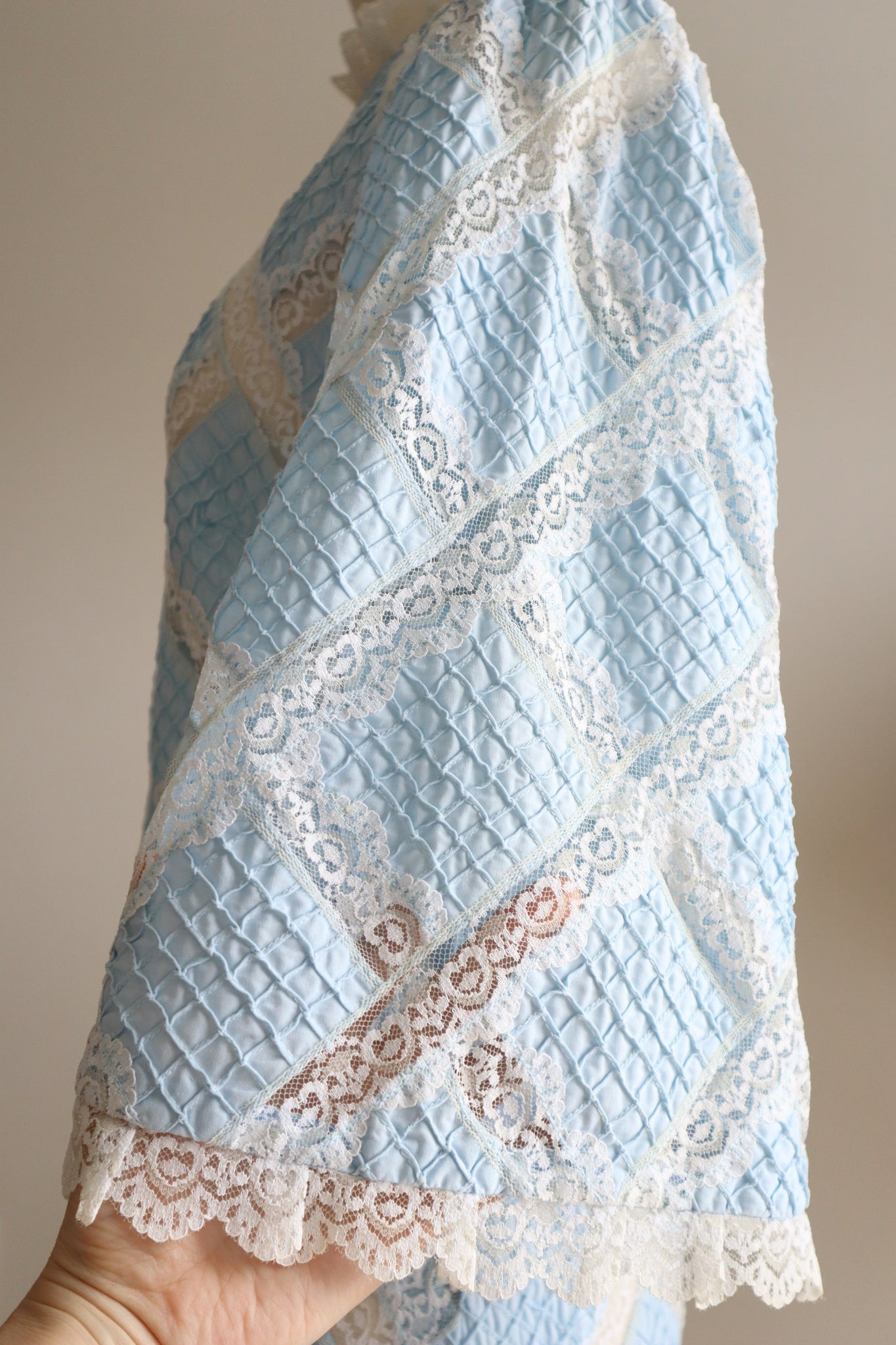 70s Pale Blue Mexican Dress