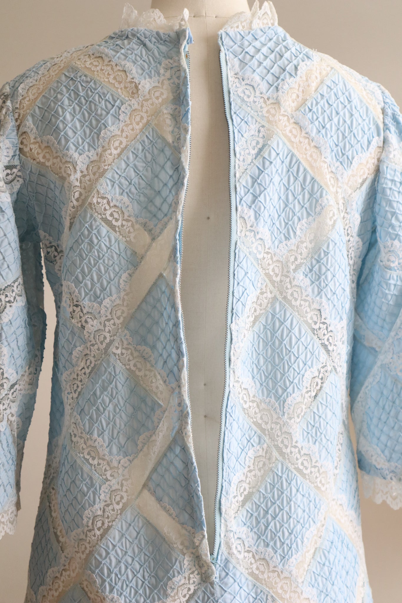 70s Pale Blue Mexican Dress