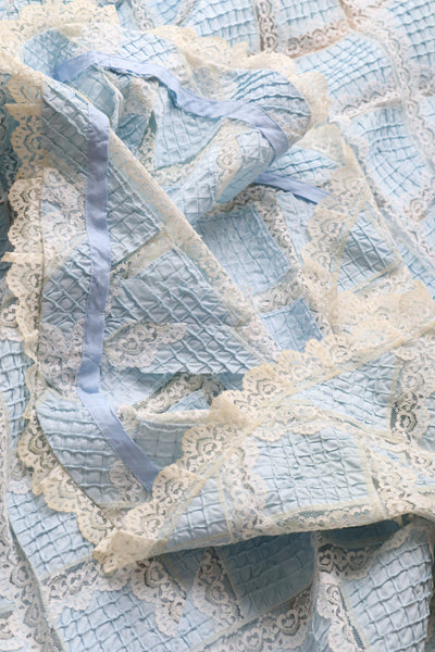70s Pale Blue Mexican Dress