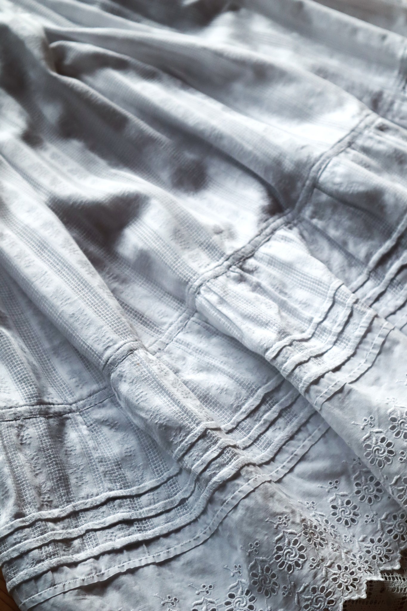 Late 1910s  French Jacquard Cotton Petticoat Skirt