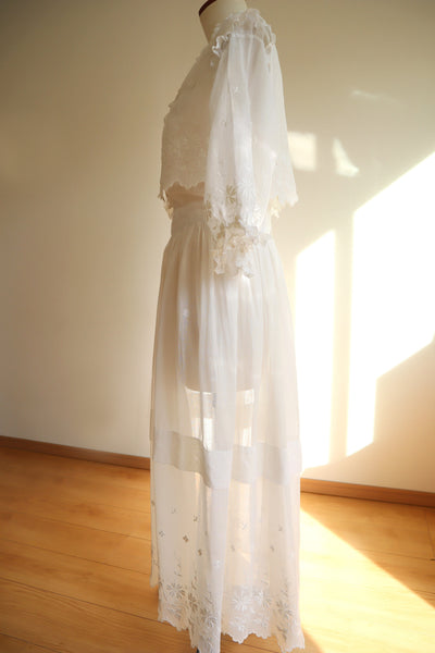 1910s Muslin Cotton Dress Vest Set