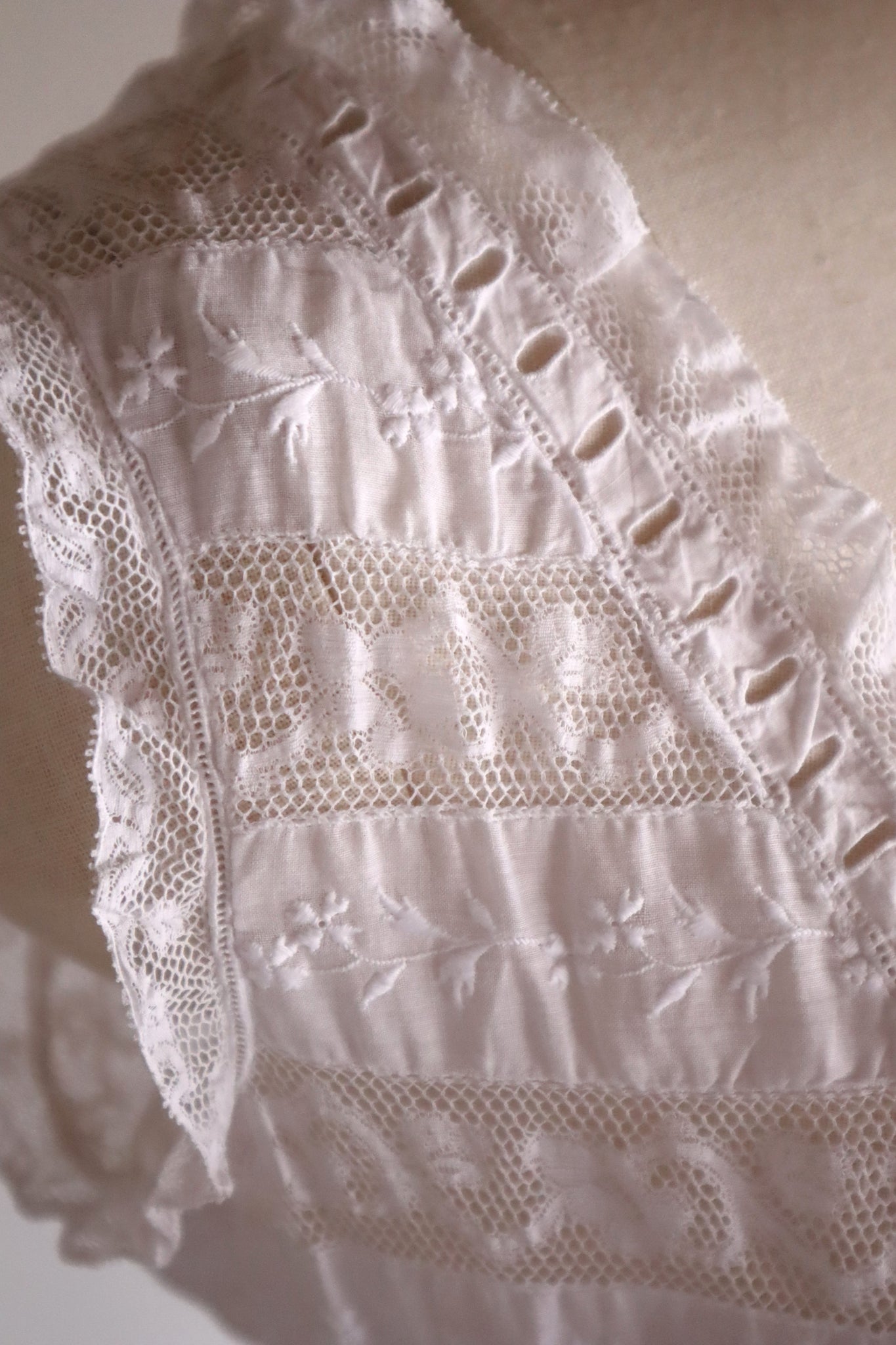 1910s French Hand-Sewn Valenciennes Lace Dress