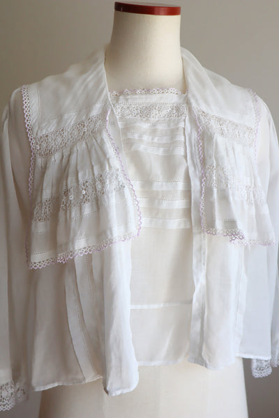 1910s Lavender Crochet Trim Blouse