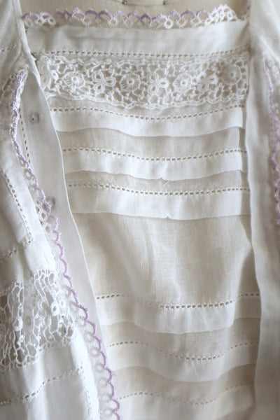 1910s Lavender Crochet Trim Blouse