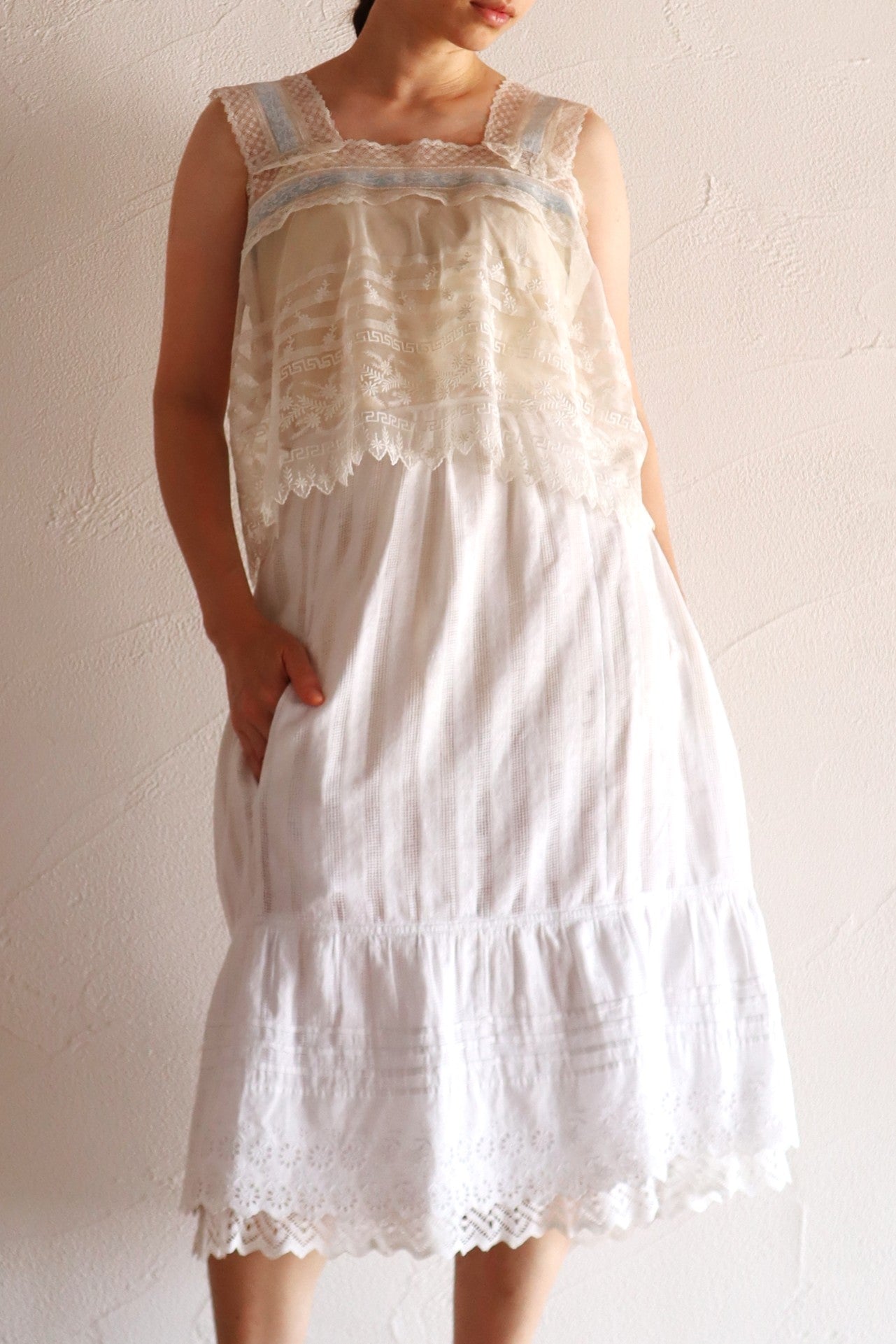 Late 1910s  French Jacquard Cotton Petticoat Skirt