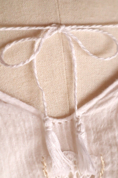 60s~70s Romanian Blouse White×Brown