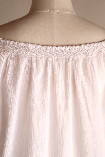 60s~70s Romanian Blouse White×Brown
