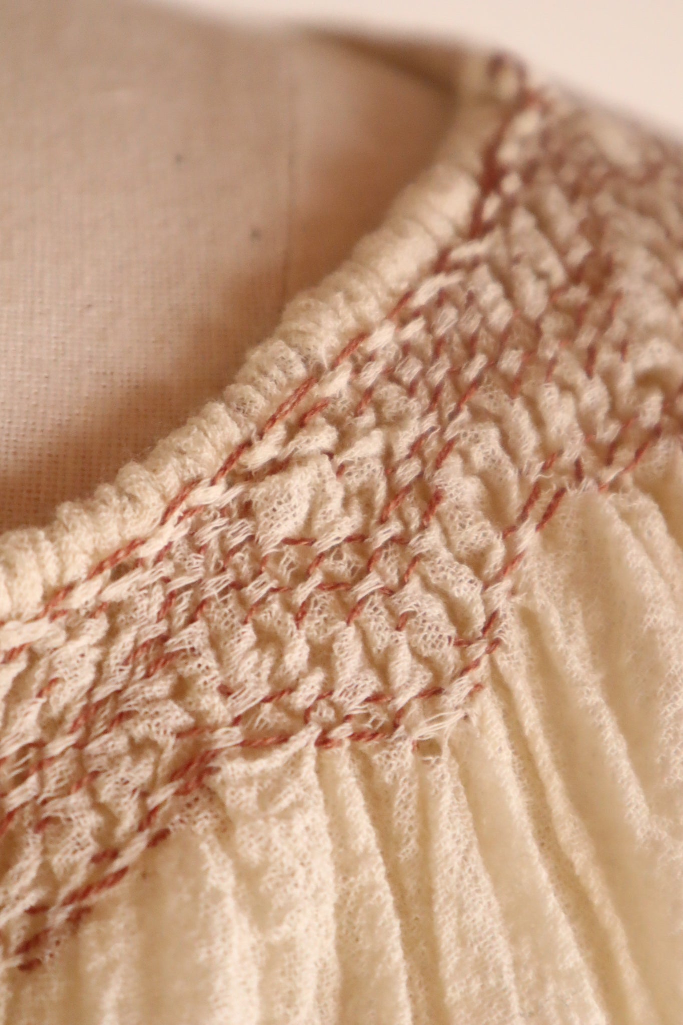 1940s~1950s Romanian Blouse Cream×Brown