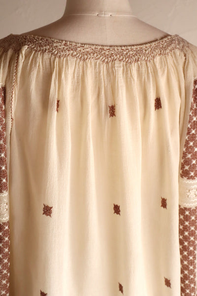 1940s~1950s Romanian Blouse Cream×Brown