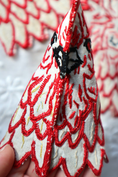 1910s–1920s French Hand-Embroidered Linen Chicken Egg Warmers (Set of 5)